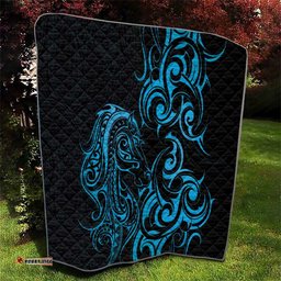 Blue Aoteara Horse Racing Quilt NZ Maori Pattern LT14