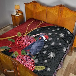 Australia Palm Cockatoo Christmas Quilt Probosciger Aterrimus Waratah Merry Chrissie LT14