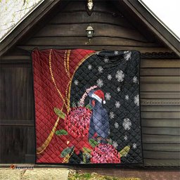 Australia Palm Cockatoo Christmas Quilt Probosciger Aterrimus Waratah Merry Chrissie LT14
