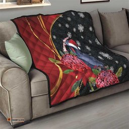 Australia Palm Cockatoo Christmas Quilt Probosciger Aterrimus Waratah Merry Chrissie LT14