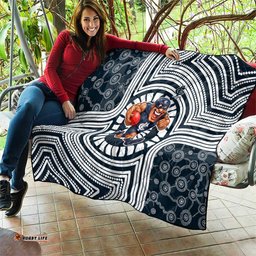 Carlton Football Club Quilt Indigenous Monochrome Dot Art Mascot Style TS04