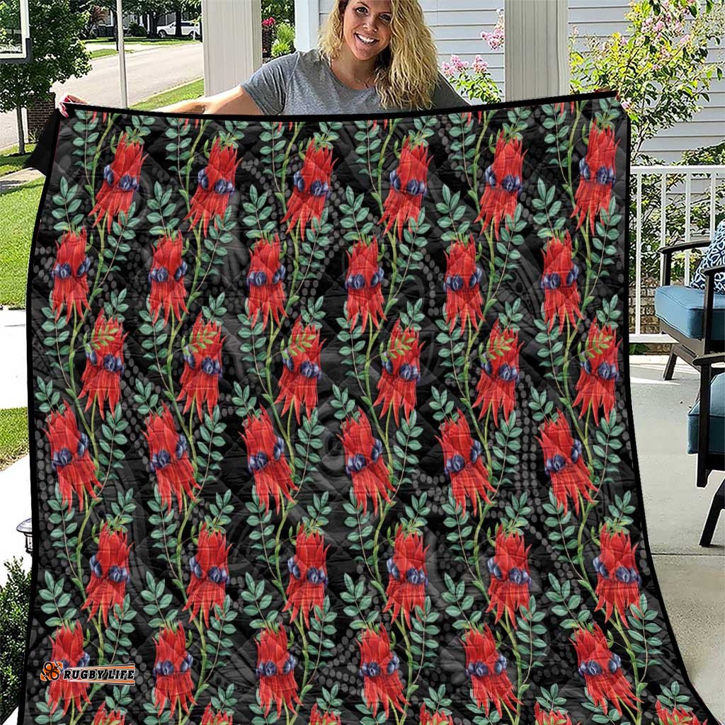 Australia Sturt's Desert Pea Quilt Aussie Native Flowers Indigenous Art LT14