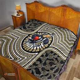 Collingwood Football Club Quilt Indigenous Monochrome Dot Art Mascot Style TS04