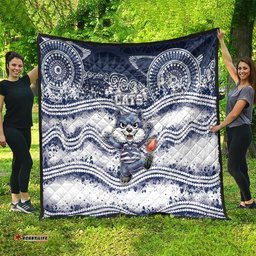 Geelong Navy Quilt Playful Cat Kicking Ball DT05