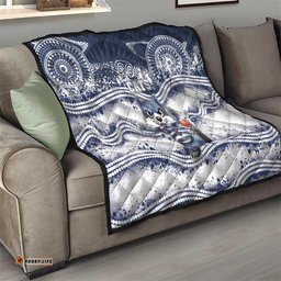 Geelong Navy Quilt Playful Cat Kicking Ball DT05