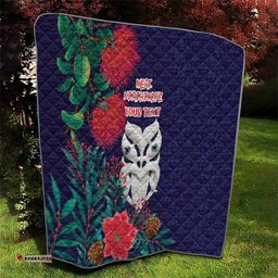 Maori Wheku Meri Kirihimete Personalised Quilt All Blue Indigenous Maori Motif LT9
