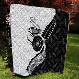 Personalised Aotearoa Lawn Bowls Quilt Maori and Silver Fern Half Style LT03