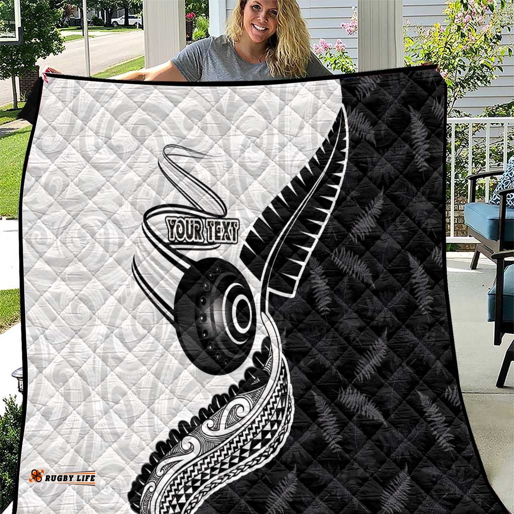 Personalised Aotearoa Lawn Bowls Quilt Maori and Silver Fern Half Style LT03