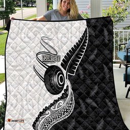 Personalised Aotearoa Lawn Bowls Quilt Maori and Silver Fern Half Style LT03