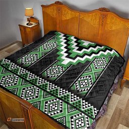 Green Taniko Pattern Aotearoa Quilt Niho Taniwha Mix Poutama LT14