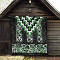 Green Taniko Pattern Aotearoa Quilt Niho Taniwha Mix Poutama LT14