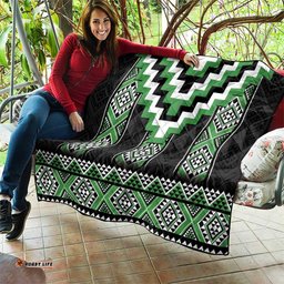 Green Taniko Pattern Aotearoa Quilt Niho Taniwha Mix Poutama LT14