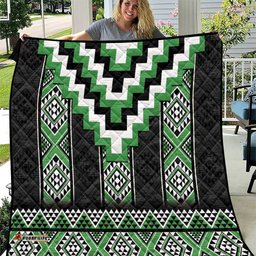 Green Taniko Pattern Aotearoa Quilt Niho Taniwha Mix Poutama LT14