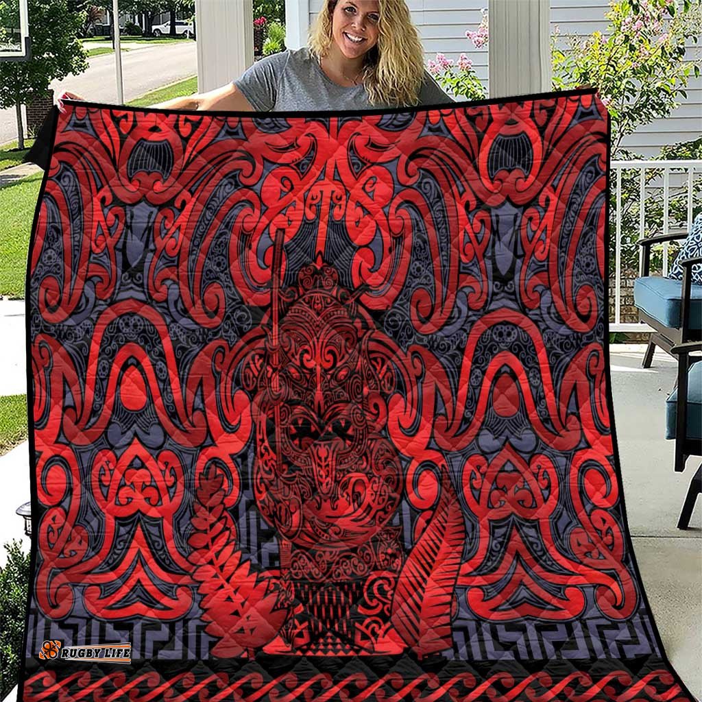 New Zealand Taiaha Maori Quilt Whero Minimalist Silver Fern Tukutuku Motif LT9
