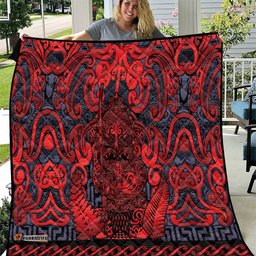 New Zealand Taiaha Maori Quilt Whero Minimalist Silver Fern Tukutuku Motif LT9