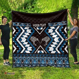 Personalised Taniko Motifs Aotearoa Quilt Waitangi Kowhaiwhai Kiwi - Blue LT7
