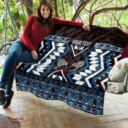Personalised Taniko Motifs Aotearoa Quilt Waitangi Kowhaiwhai Kiwi - Blue LT7