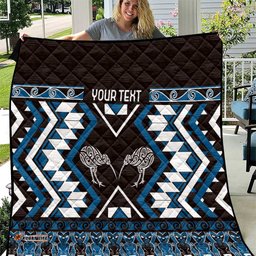 Personalised Taniko Motifs Aotearoa Quilt Waitangi Kowhaiwhai Kiwi - Blue LT7