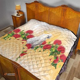 New Zealand Aotearoa Cockatoo Quilt Maori Pattern With Pohutukawa Flowers LT05