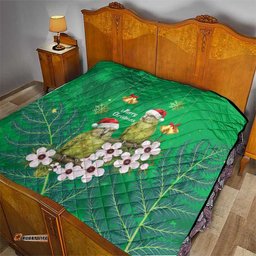 New Zealand Kakapo Christmas Quilt Owl Parrot Santa Sliver Fern Manuka - Green LT14