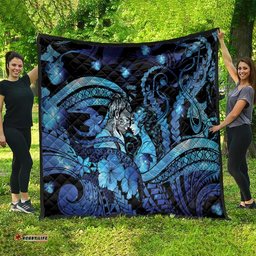Maori Romantic Valentine Quilt The Hongi Kiss Blue Galaxy DT05