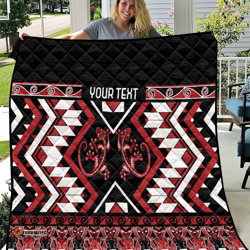 Personalised Aotearoa Waitangi Quilt Taniko Motifs - Mania Gecko LT7