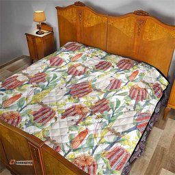 Little Corella Australia Cockatoo Quilt Cacatua Sanguinea Banksia Seamless White LT14