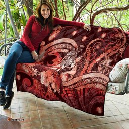 Maori Romantic Valentine Quilt The Hongi Kiss Red Galaxy DT05