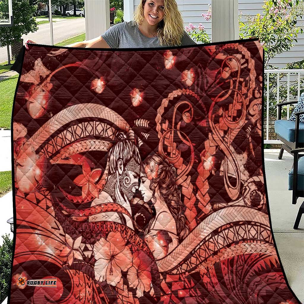 Maori Romantic Valentine Quilt The Hongi Kiss Red Galaxy DT05