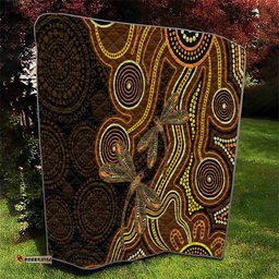 Orange Indigenous Dragonfly Australia Quilt Aboriginal Art LT14