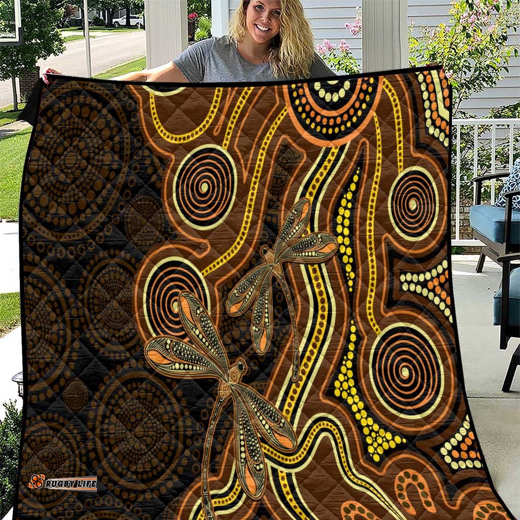 Orange Indigenous Dragonfly Australia Quilt Aboriginal Art LT14