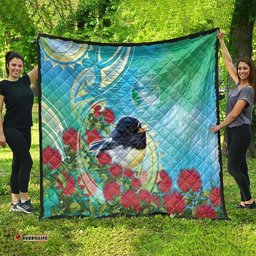 New Zealand Tomtit Quilt Maori Koru With Pohutukawa Galaxy Style LT05