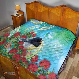 New Zealand Tomtit Quilt Maori Koru With Pohutukawa Galaxy Style LT05