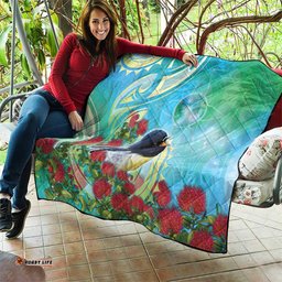 New Zealand Tomtit Quilt Maori Koru With Pohutukawa Galaxy Style LT05