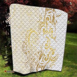 Gold And White Aoteara Horse Racing Quilt NZ Maori Pattern LT14