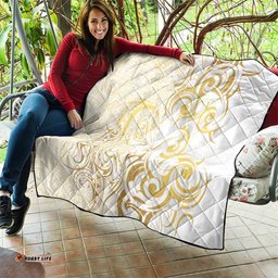 Gold And White Aoteara Horse Racing Quilt NZ Maori Pattern LT14