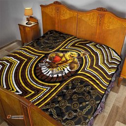 Hawthorn Hawks Quilt Indigenous Monochrome Dot Art Mascot Style TS04