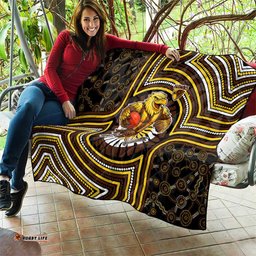 Hawthorn Hawks Quilt Indigenous Monochrome Dot Art Mascot Style TS04