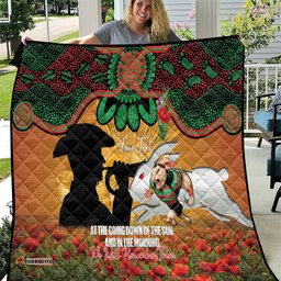 Personalised Rabbitohs Rugby ANZAC Day Quilt Last Post Poppy We Will Remember Them LT14