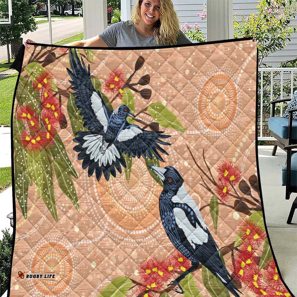 Magpies On Eucalyptus Australia Aboriginal Quilt LT7