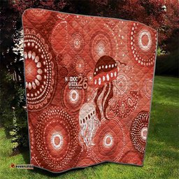 NAIDOC Deadly 50 Years Quilt Jellyfish Aboriginal Culture Inspired Red LT9