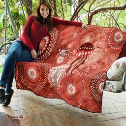 NAIDOC Deadly 50 Years Quilt Jellyfish Aboriginal Culture Inspired Red LT9