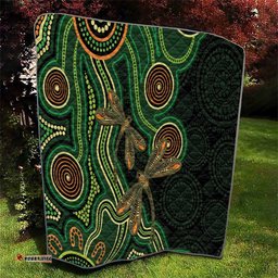 Green Indigenous Dragonfly Australia Quilt Aboriginal Art LT14