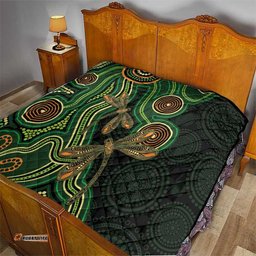 Green Indigenous Dragonfly Australia Quilt Aboriginal Art LT14