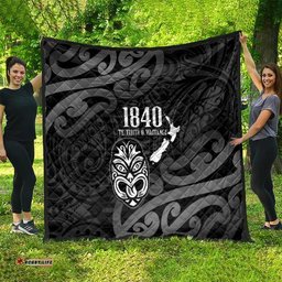 New Zealand 1840 Waitangi Day Quilt Aotearoa Haka Mask - Black Version LT14