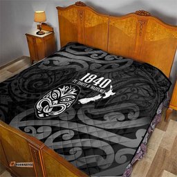 New Zealand 1840 Waitangi Day Quilt Aotearoa Haka Mask - Black Version LT14