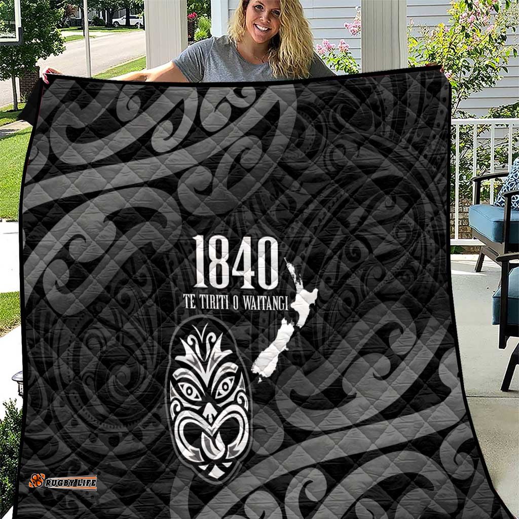 New Zealand 1840 Waitangi Day Quilt Aotearoa Haka Mask - Black Version LT14