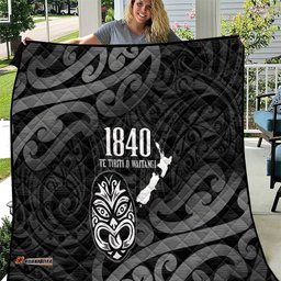 New Zealand 1840 Waitangi Day Quilt Aotearoa Haka Mask - Black Version LT14