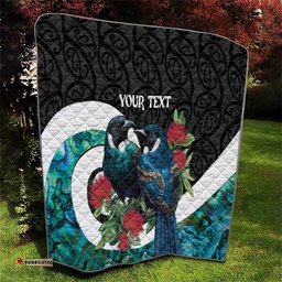 Personalised Valentine's Day New Zealand Quilt Tui Bird Couple Kowhaiwhai Mix Pohutukawa LT14
