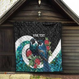Personalised Valentine's Day New Zealand Quilt Tui Bird Couple Kowhaiwhai Mix Pohutukawa LT14